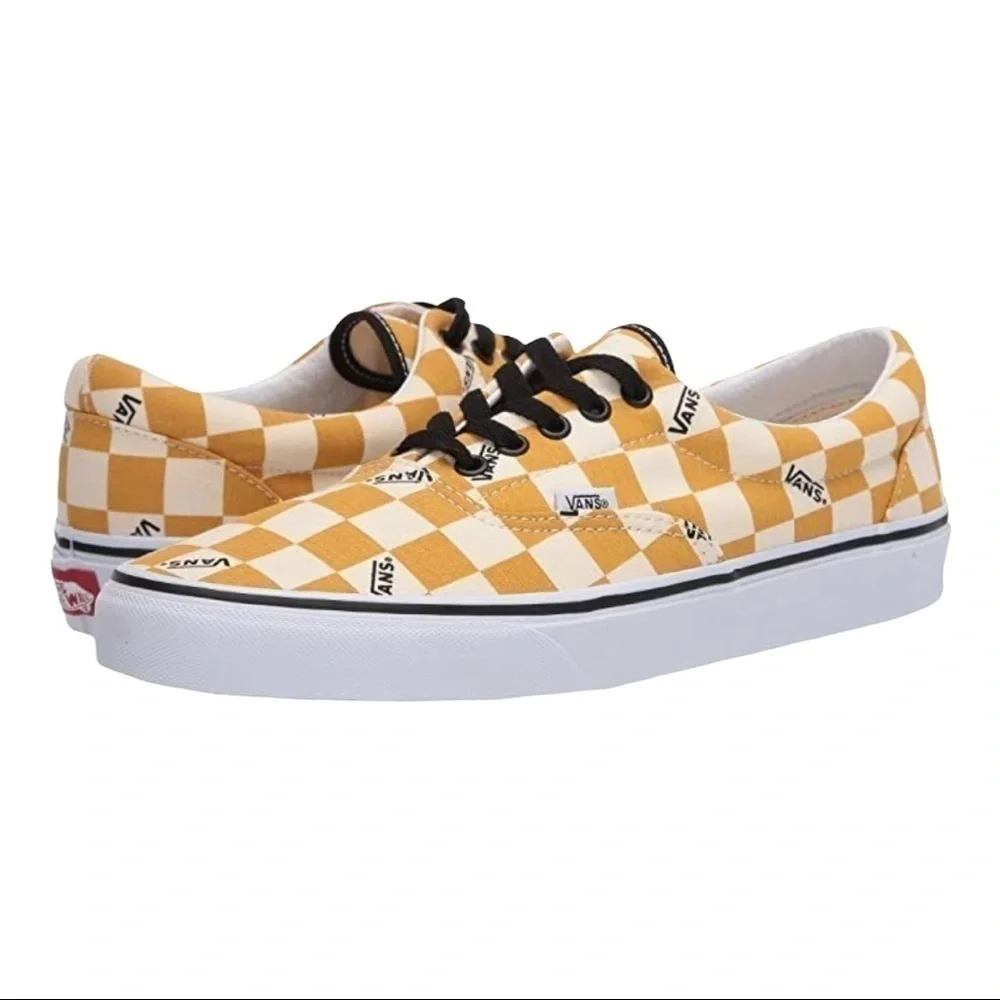 Vans Era Big Check Sneakers Yolk Yellow‎ True White Size 11.5 Men